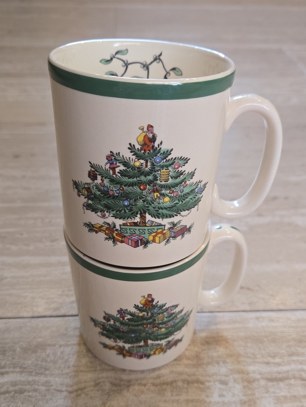 Spode England Set of Two Christmas Tree Mugs